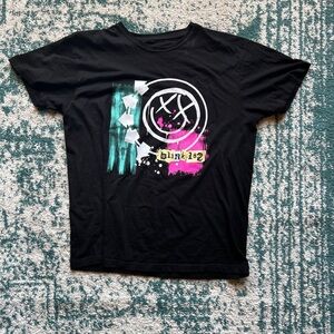 Black Graphic Tee with Blink-182 Design